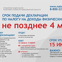 Плакат о сроках подачи декларации по налогу на доходы физических лиц не позднее 4 мая
